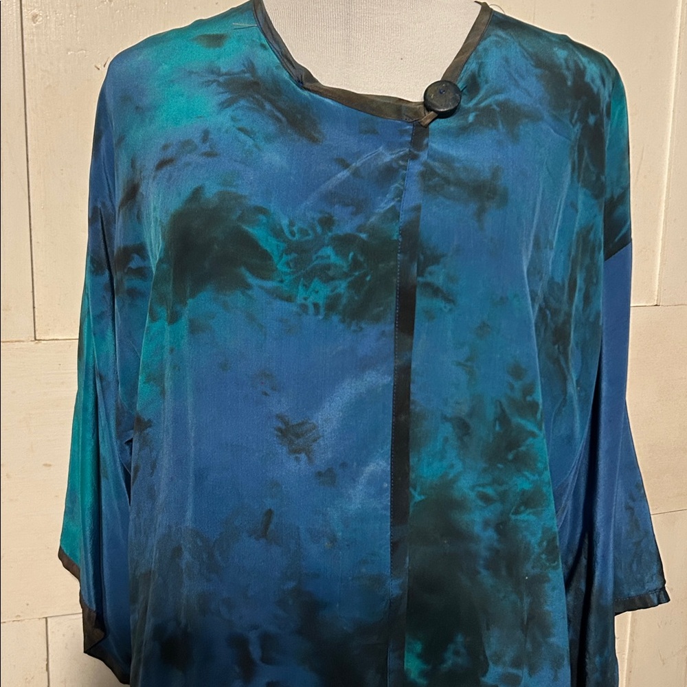 OOAK Handcrafted Shacket Tie-Dye Overshirt Faux Wrap Hippie Boho Whimsigoth